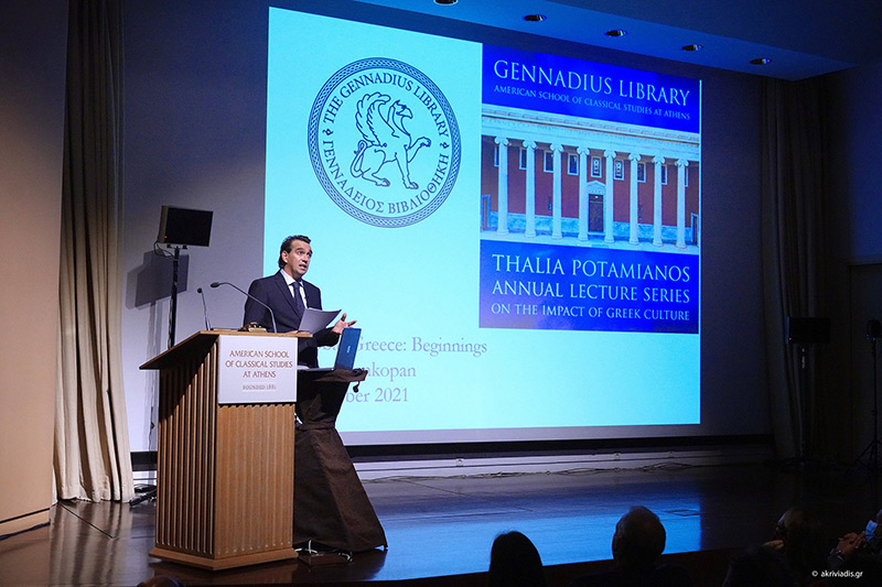 Dr. Peter Frankopan delivers lecture at Cotsen Hall on October 7, 2021.