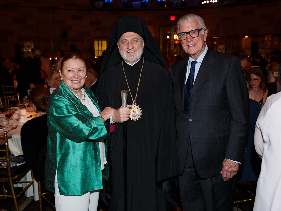 Archbishop Elpidophoros with Alex and Marine Zagoreos